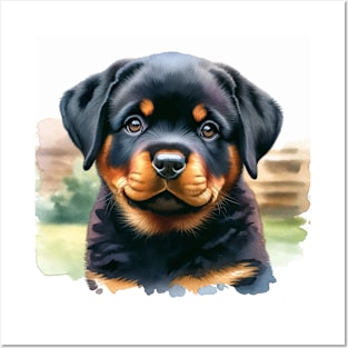 Watercolor Rottweiler Puppies - Cute Puppy Posters and Art